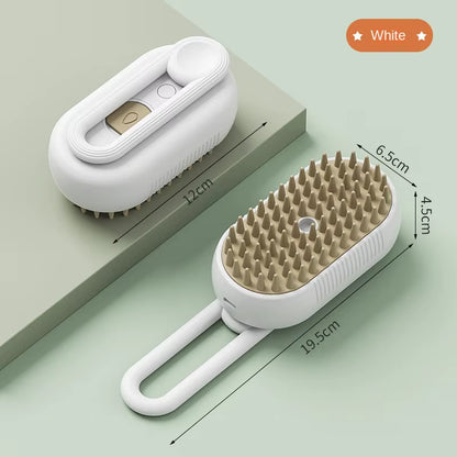 3-in-1 Electric Pet Grooming Brush with Steamer and Massage Function for Effective Hair Removal and Detangling